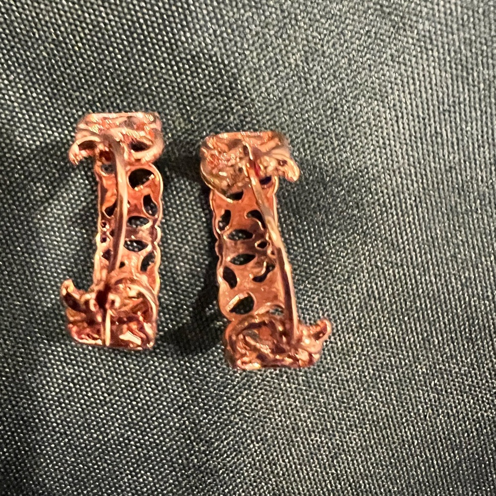 Rose gold costume earrings, 1 inch hoop for pierced ears